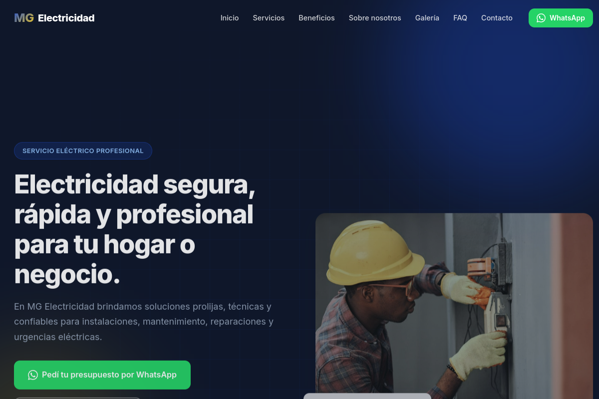 Ejemplo: MG Electricidad — sitio web profesional
